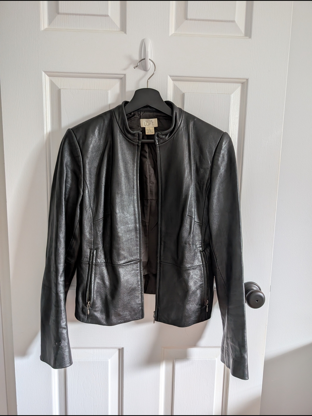 LOFT Women's Black Genuine Leather Moto Style Jacket Size Small